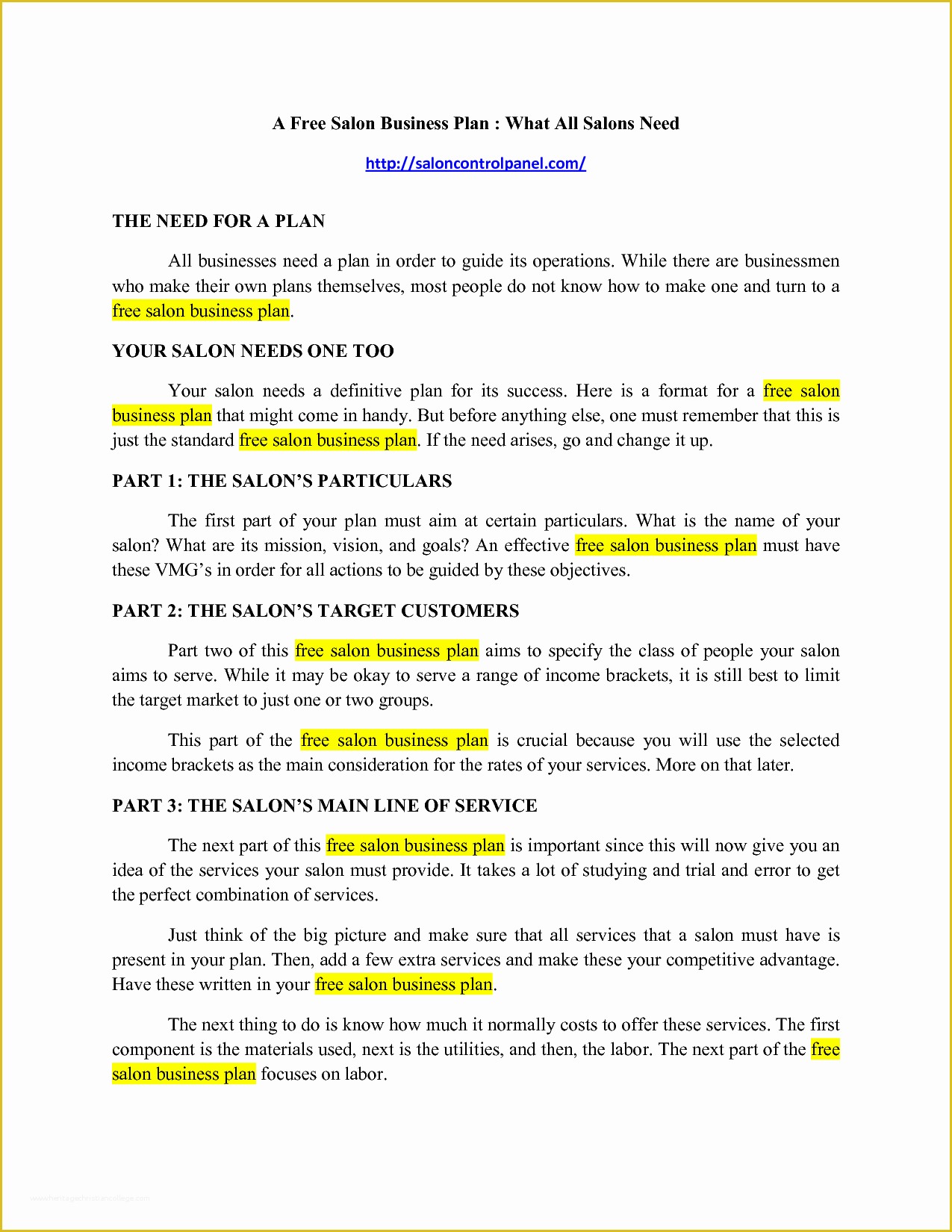 Salon Business Plan Template Free Of 10 Best Of Salon Sample Business Plan Free Salon