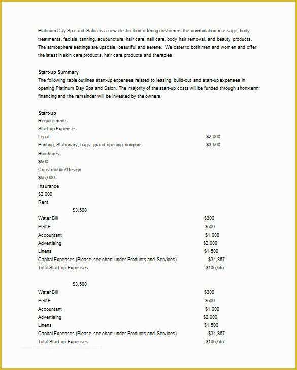 Salon Business Plan Template Free Of 11 Spa & Salon Business Plan Templates Pdf Google