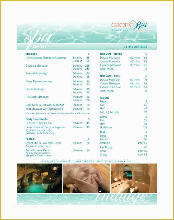 Salon Templates Free Download Of 24 Spa Menu Templates – Free Sample Example format