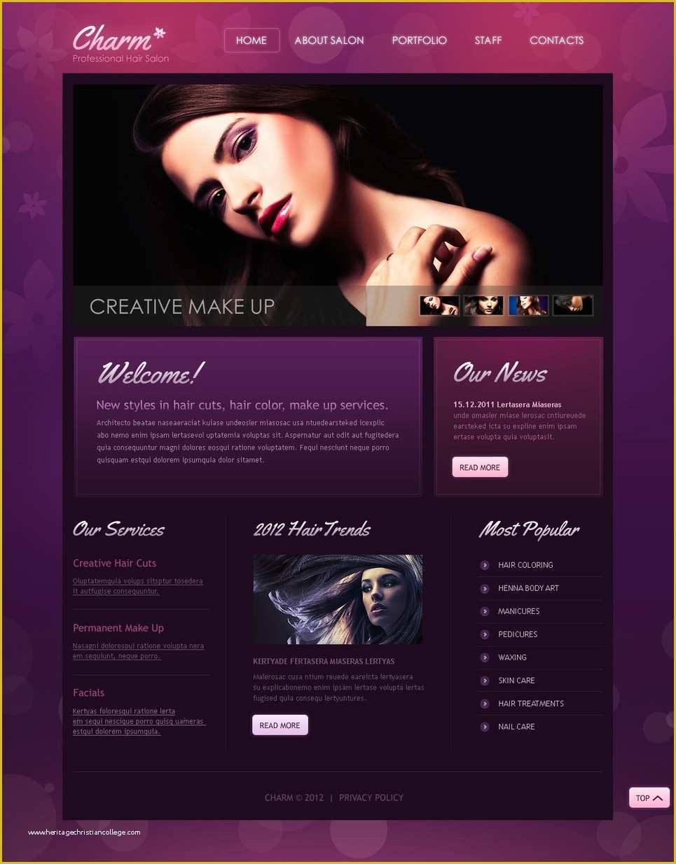 Salon Templates Free Download Of Hair Salon Psd Template