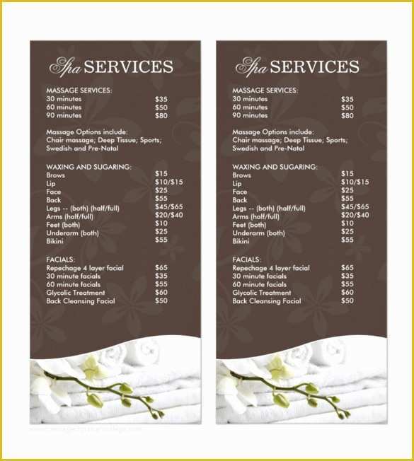 Sample Menu Template Free Of 24 Spa Menu Templates – Free Sample Example format