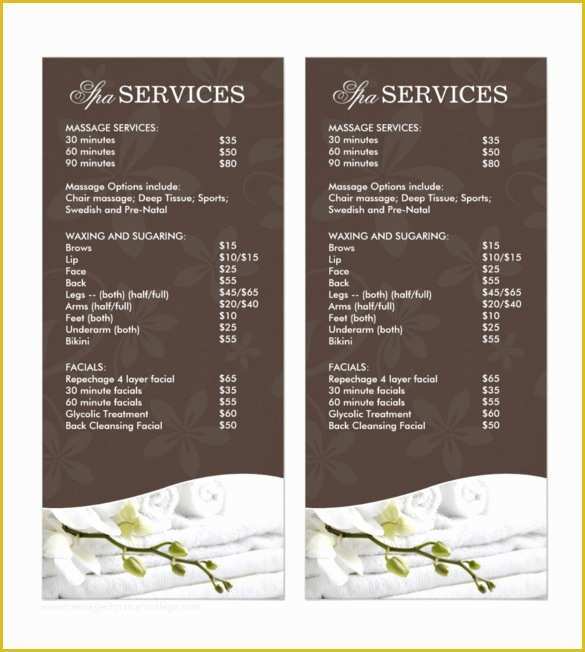 Sample Menu Template Free Of 24 Spa Menu Templates – Free Sample Example format