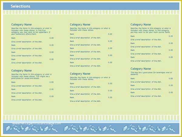 Sample Menu Template Free Of Free Restaurant Menu Templates Microsoft Word Templates