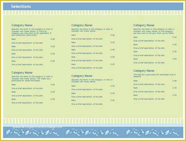 Sample Menu Template Free Of Free Restaurant Menu Templates Microsoft Word Templates