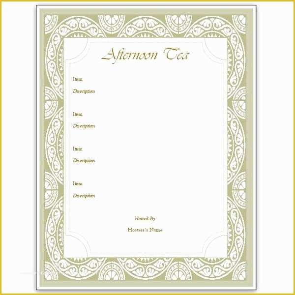 Sample Menu Template Free Of Menu Template Word