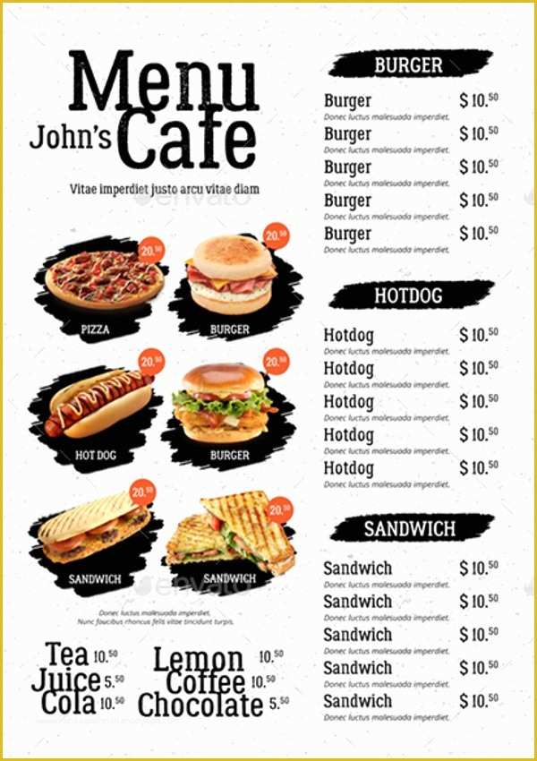 Sample Menu Template Free Of Sample Cafe Menu Template 19 Download Documents In Pdf Psd