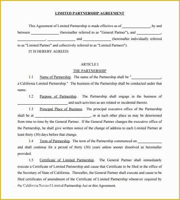 Sample Partnership Agreement Template Free Of 16 Partnership Agreement Templates