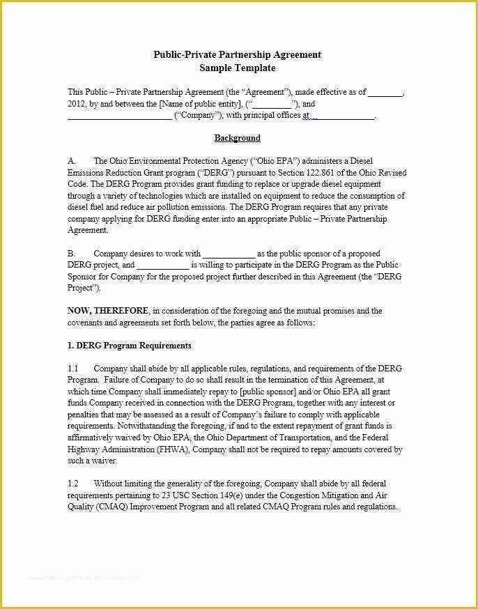 Sample Partnership Agreement Template Free Of 40 Free Partnership Agreement Templates Business General