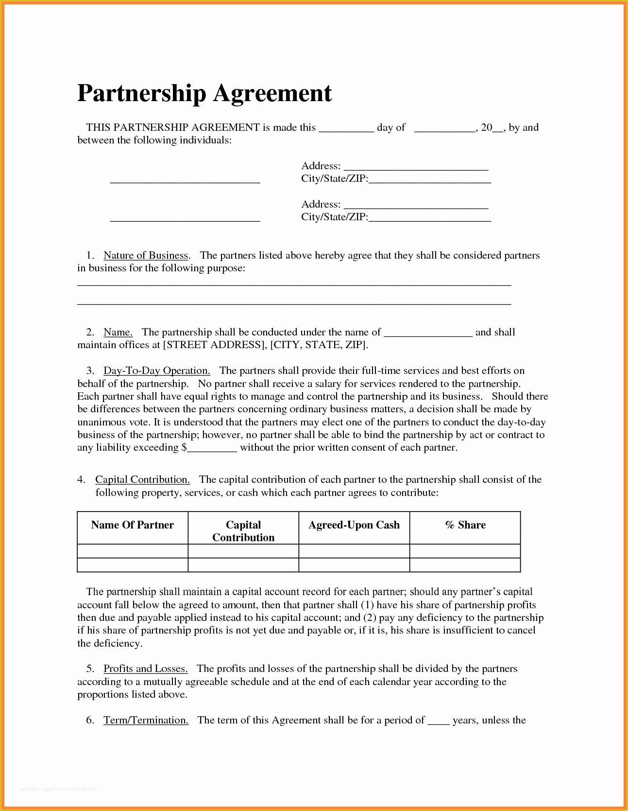 Sample Partnership Agreement Template Free Of 8 Real Estate Partnership Agreement Template