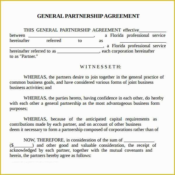 Sample Partnership Agreement Template Free Of Partnership Agreement 9 Free Pdf Doc Download