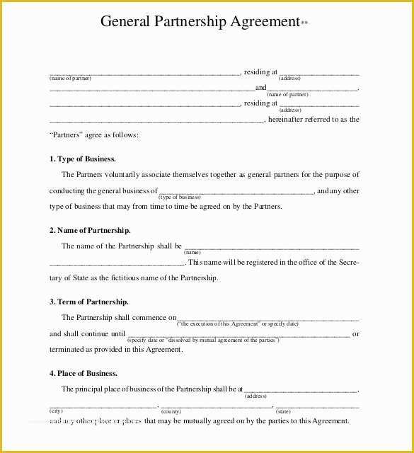 Sample Partnership Agreement Template Free Of Partnership Agreement Template 11 Free Word Pdf