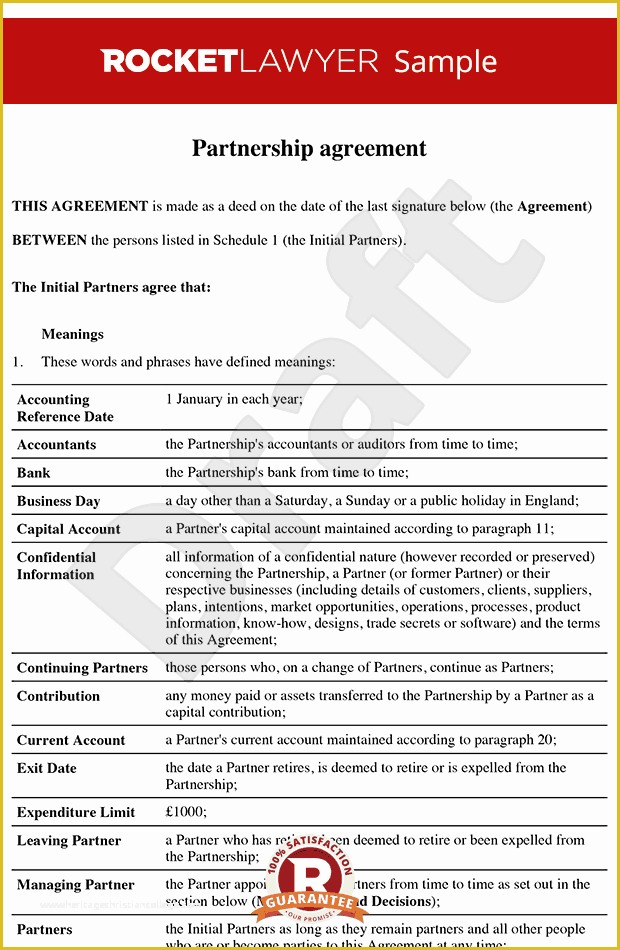 Sample Partnership Agreement Template Free Of Partnership Agreement Template Create A Partnership