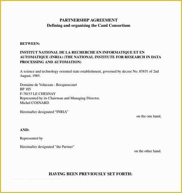 Sample Partnership Agreement Template Free Of Sample Partnership Agreement 13 Free Documents Download