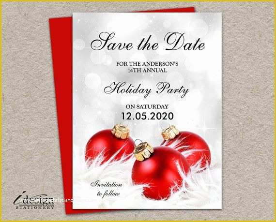 Save the Date Christmas Party Template Free Of Holiday Party Save the Date Cards Diy Idesignstationery On