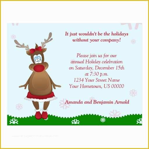 Save the Date Christmas Party Template Free Of Madame Reindeer Holiday Invitation Post Cards