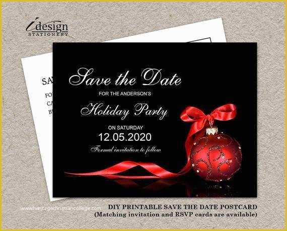 Save the Date Holiday Party Templates Free Of Elegant Christmas Party Invitation Save the Date Card Diy