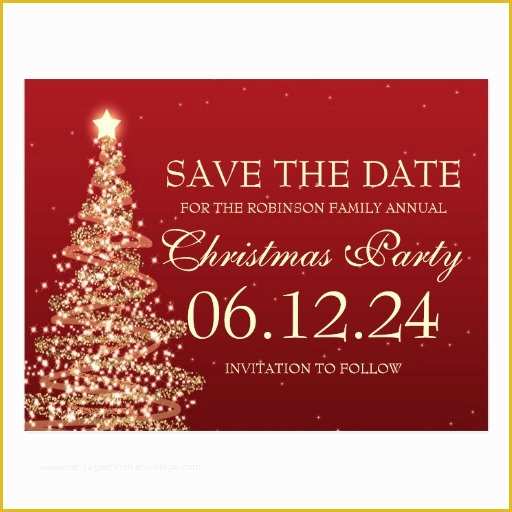 Save the Date Holiday Party Templates Free Of Elegant Save the Date Christmas Party Red Post Cards