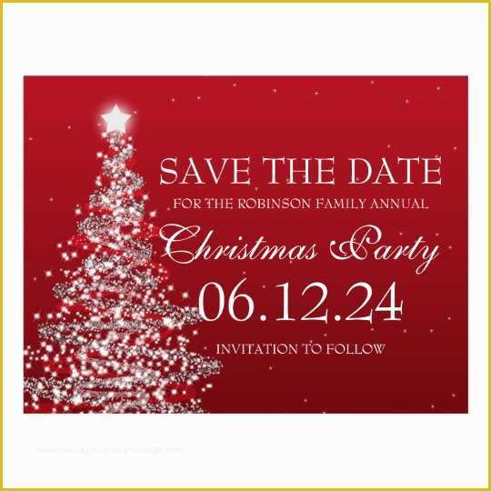 Save the Date Holiday Party Templates Free Of Elegant Save the Date Christmas Party Red Postcard