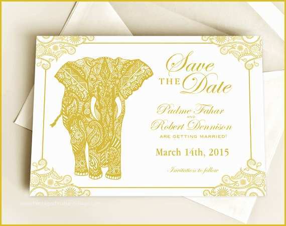 Save the Date Indian Wedding Templates Free Of Henna Elephant Save the Date or Wedding Announcement or