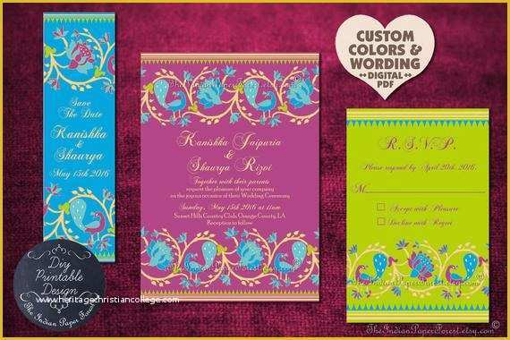 Save the Date Indian Wedding Templates Free Of Indian Wedding Invitation Card Set Diy by theindianpaperforest