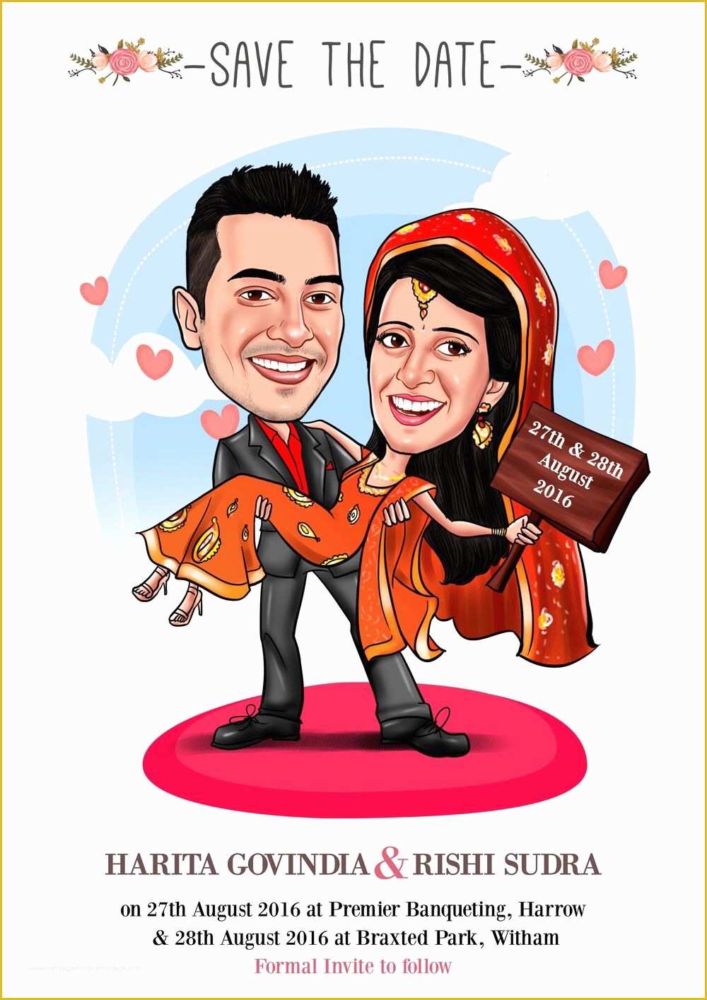 Save the Date Indian Wedding Templates Free Of Save the Date Caricature Card Elocaricatures