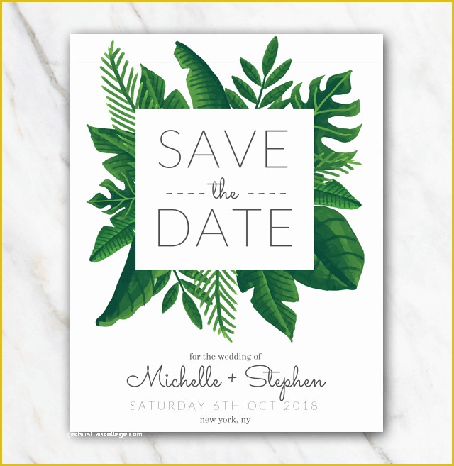 Save the Date Powerpoint Template Free Of Tropical Green Wedding Save the Date Template Temploola