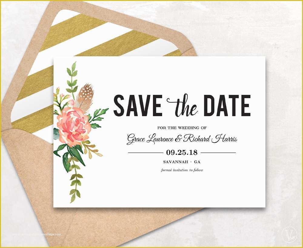 Save the Date Templates Free Online Of Save the Date Template Floral Save the Date Card Boho Save