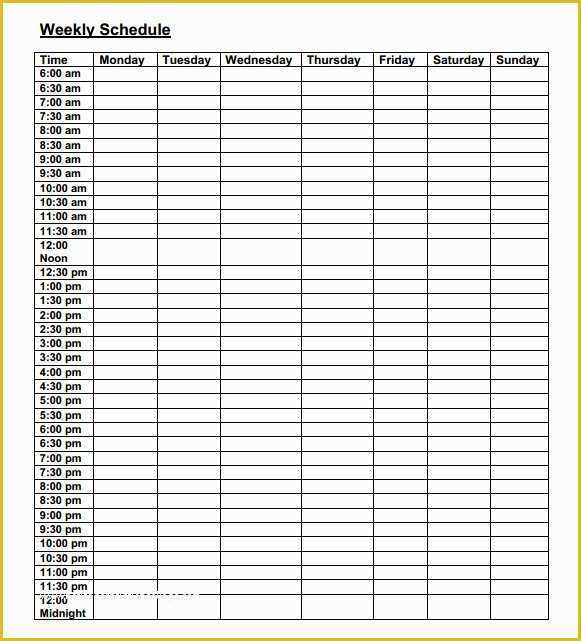Schedule Template Free Download Of 35 Sample Weekly Schedule Templates