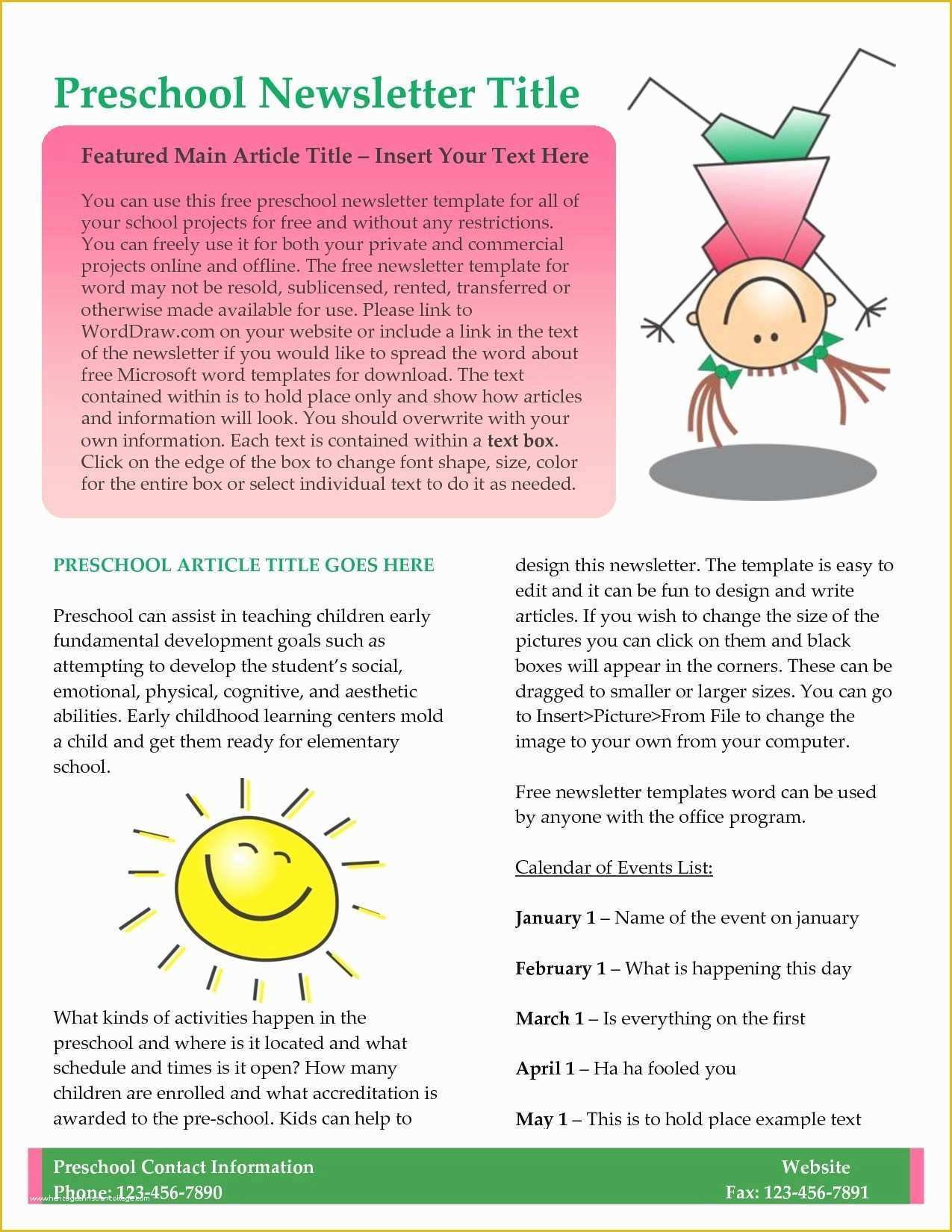 School Newsletter Templates Free Of Inspirational Free October Preschool Newsletter Templates