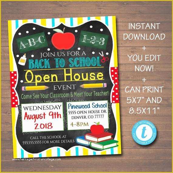 School Open House Flyer Template Free Of Editable School Open House Flyer Printable Pta Pto Flyer