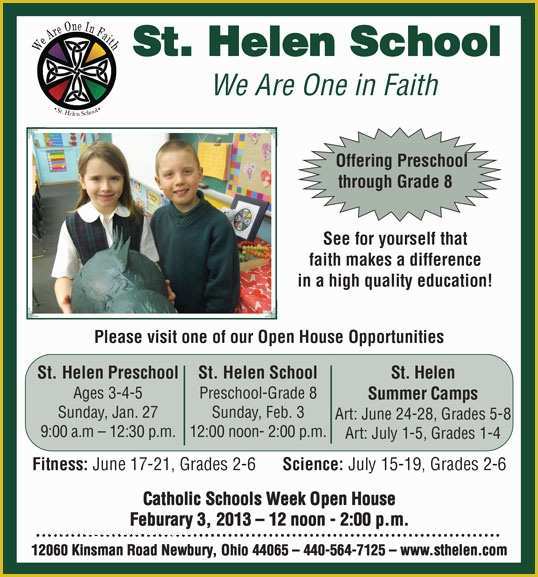 School Open House Flyer Template Free Of St Helen School Open House Geauga News
