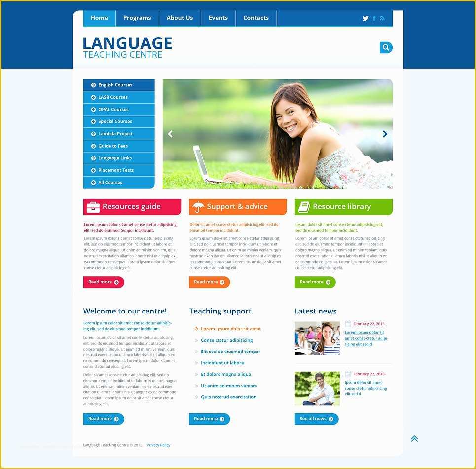 School Website Templates Free Download HTML5 Of Language School Responsive Website Template