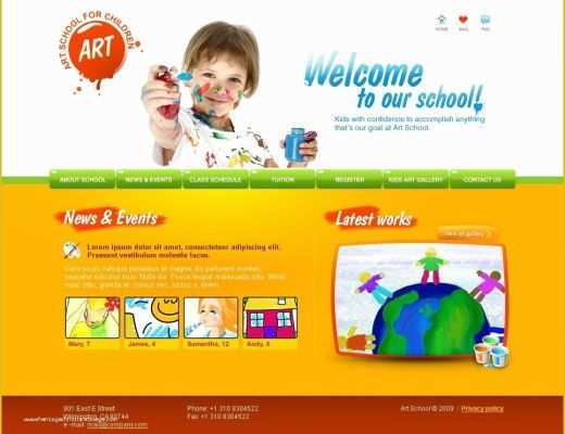 School Website Templates Free Of Art School Website Template