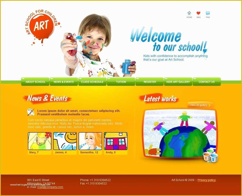 School Website Templates Free Of Art School Website Template