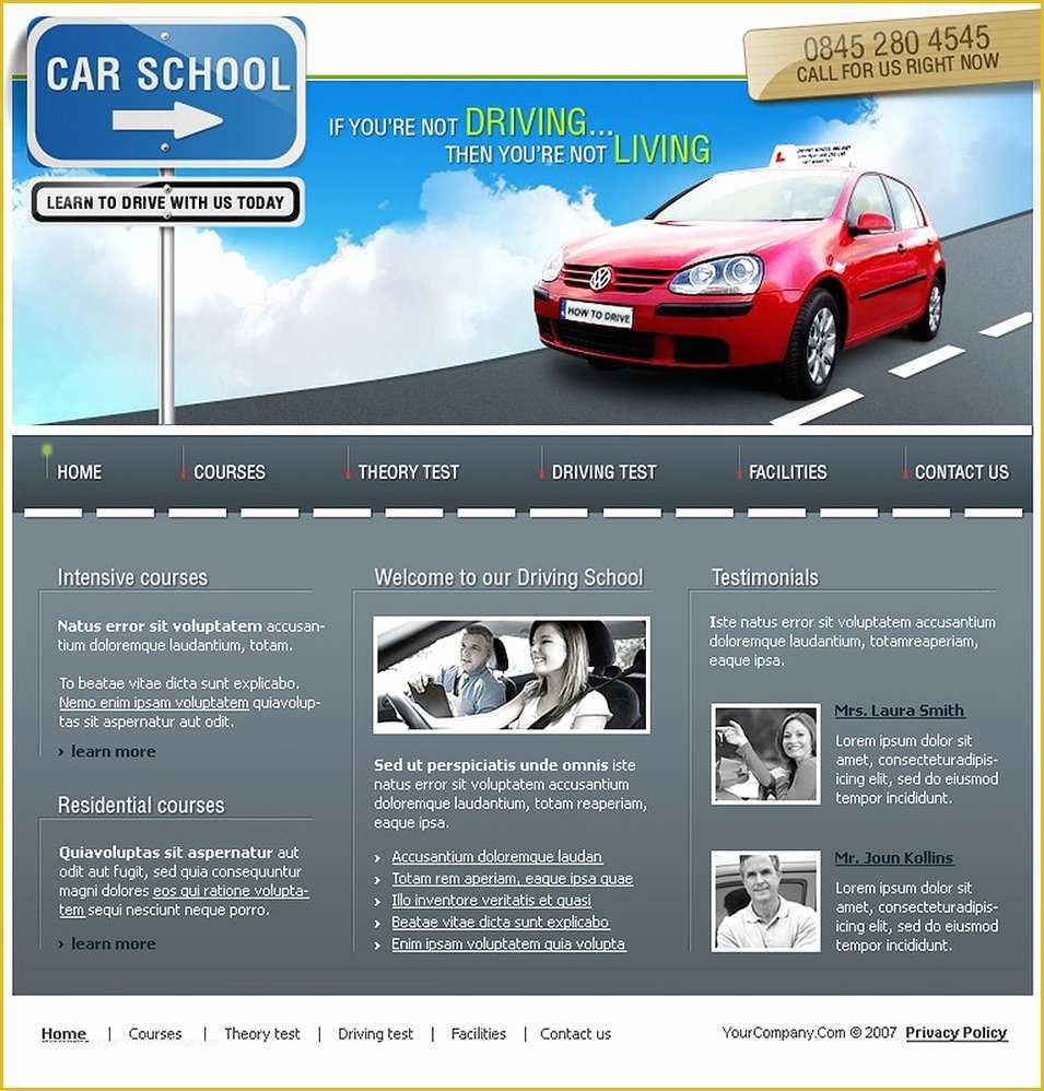 School Website Templates Free Of Best Driving School Website Templates