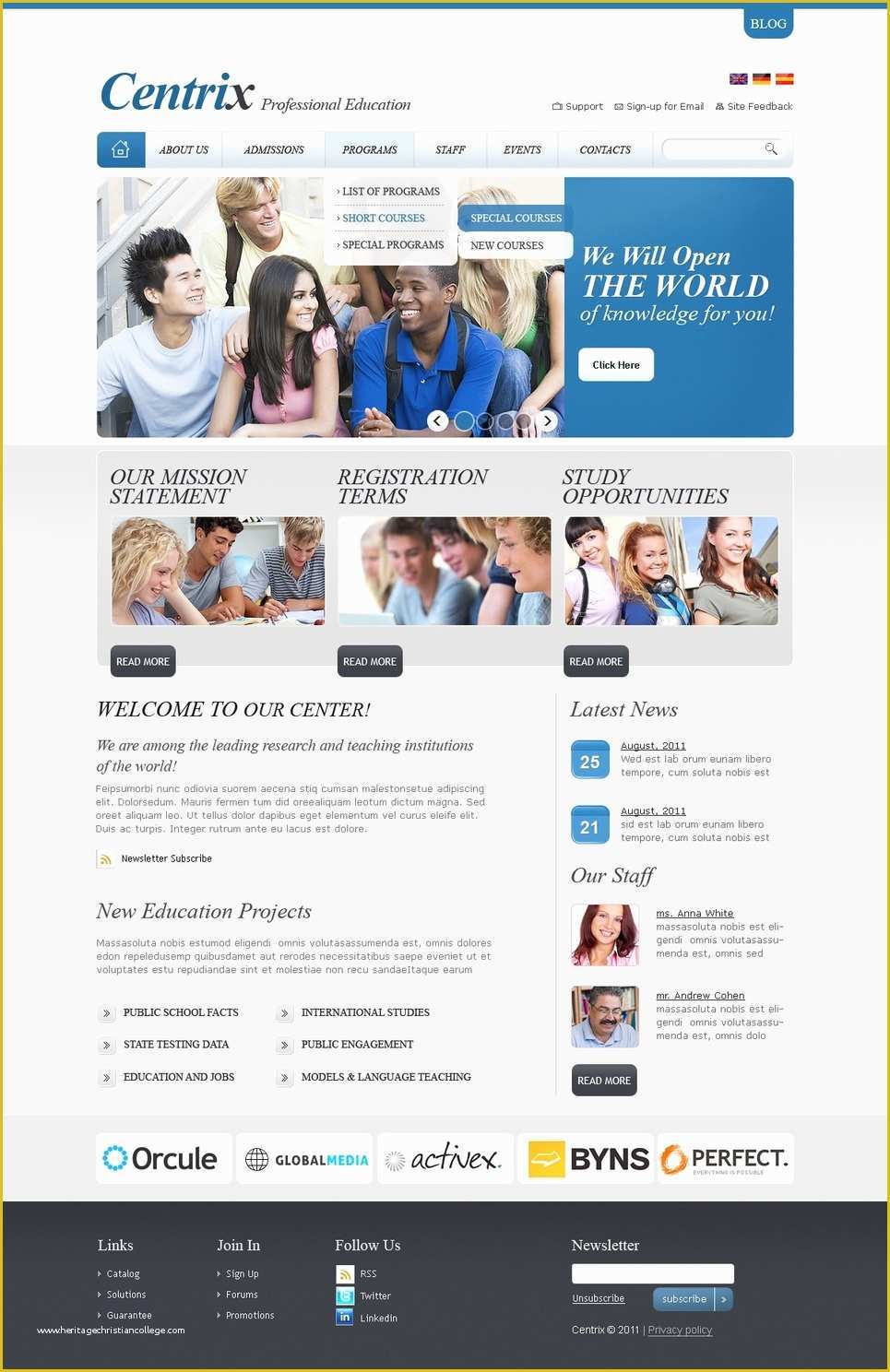 School Website Templates Free Of Education Website Template