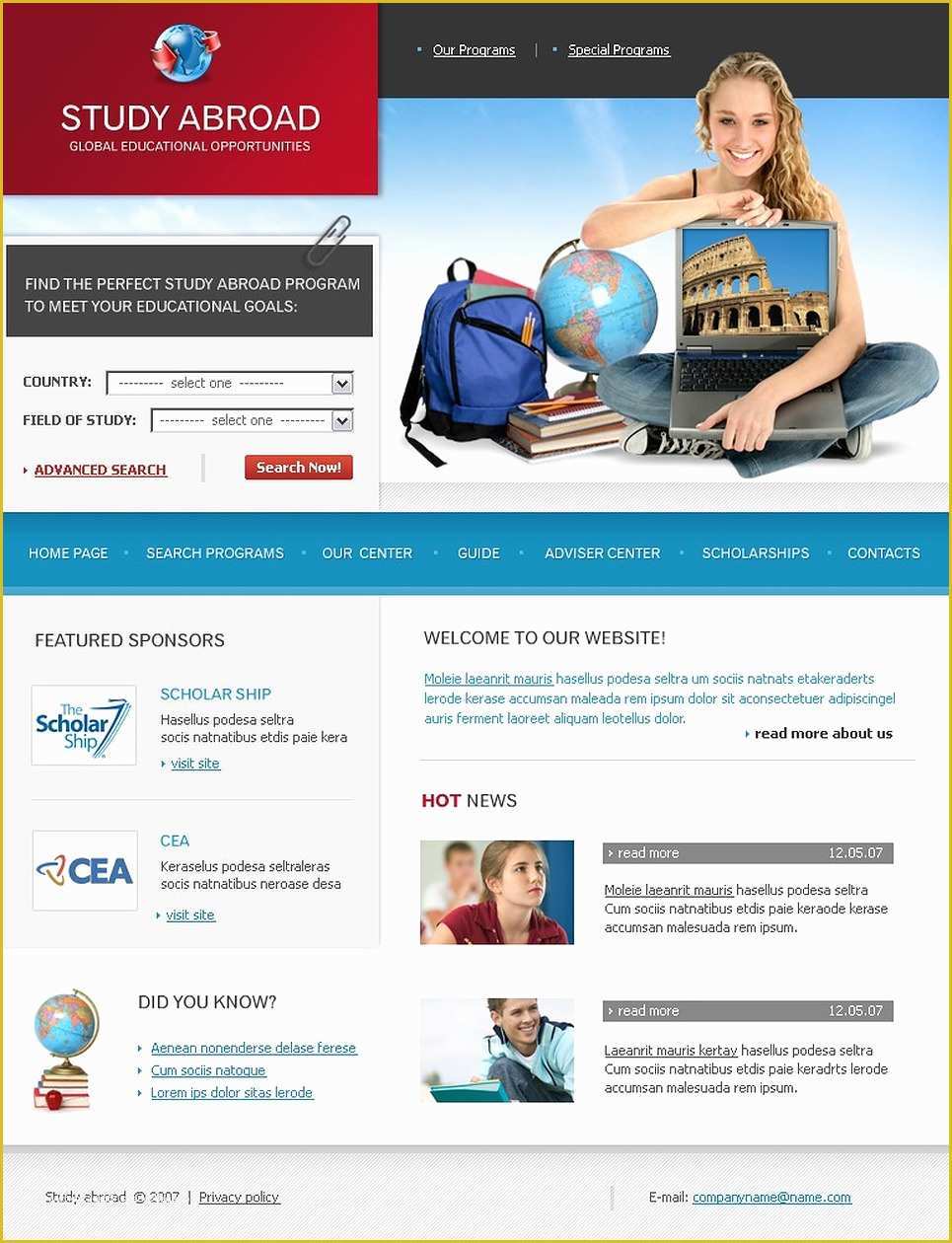 School Website Templates Free Of Education Website Template