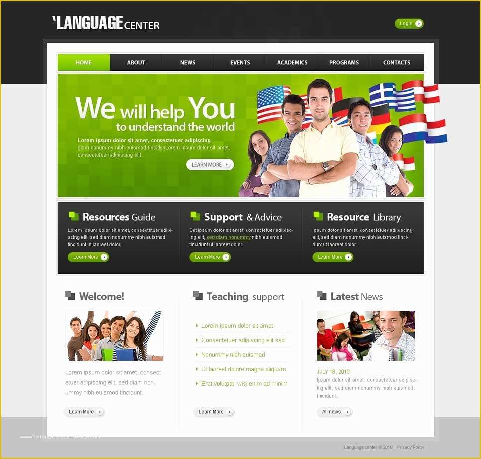 School Website Templates Free Of Language School Website Template