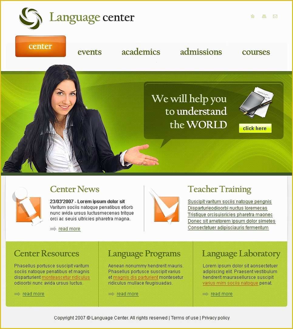 School Website Templates Free Of Language School Website Template