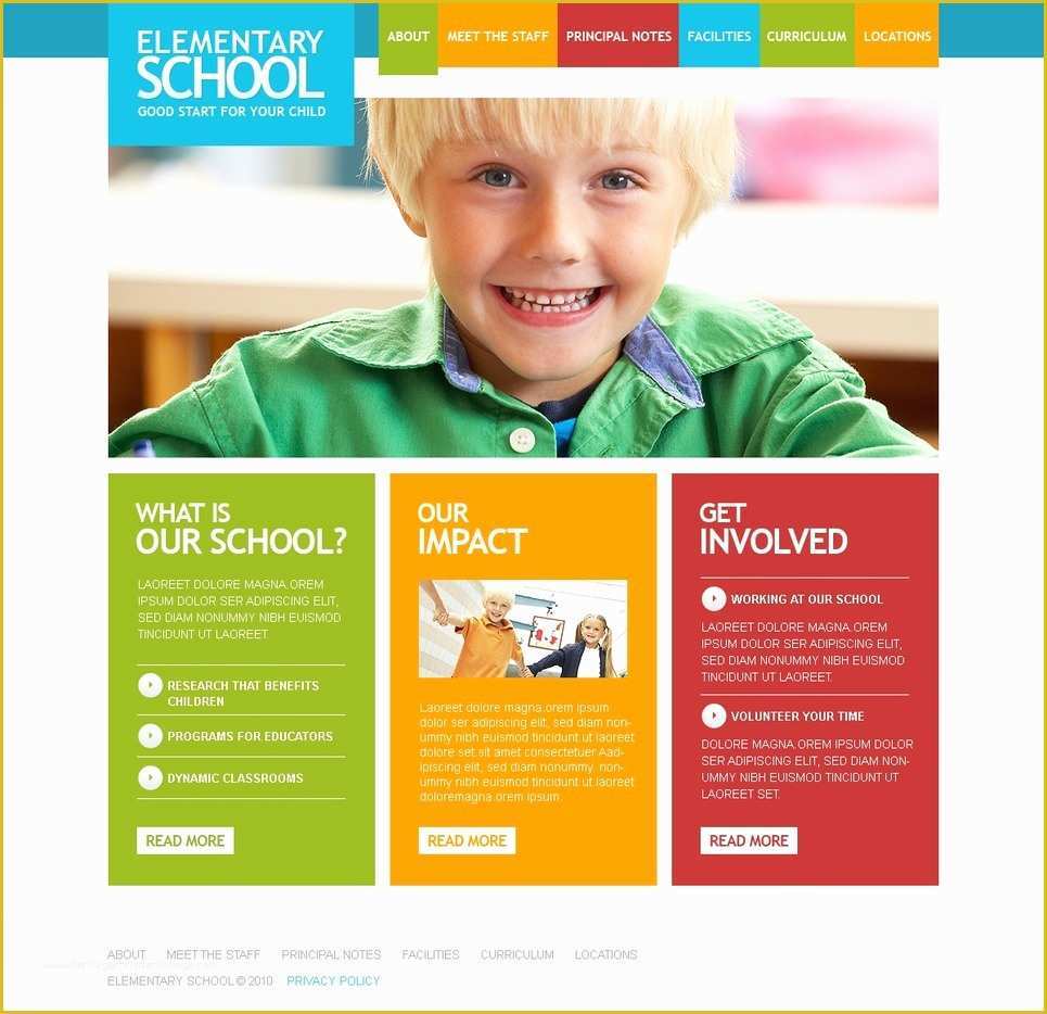 School Website Templates Free Of Primary School Website Template