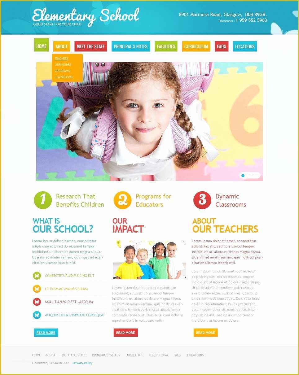 School Website Templates Free Of Primary School Website Template