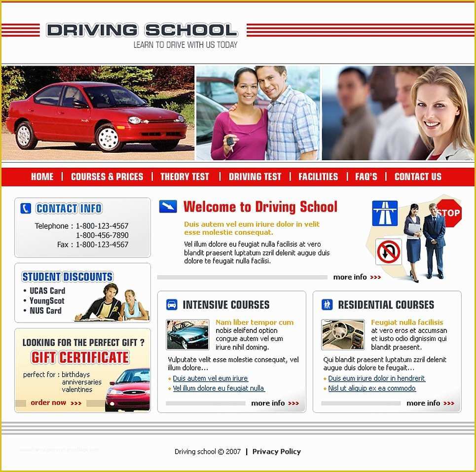 School Website Templates Free Of Traffic School Website Template
