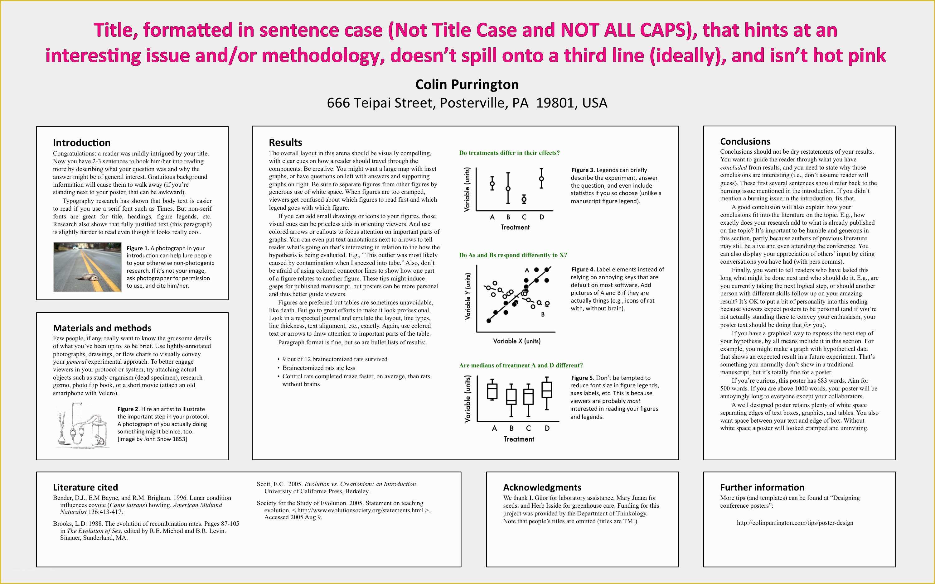 Scientific Poster Template Free Of Designing Conference Posters Colin Purrington