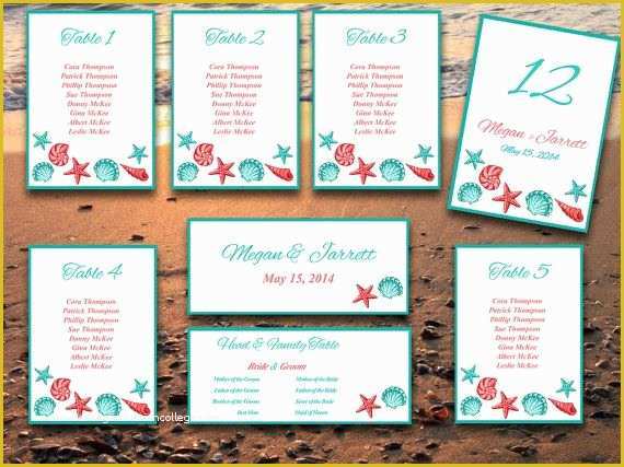 Seating Chart Cards Template Free Of Beach Wedding Seating Chart Template