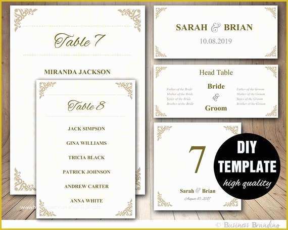 Seating Chart Cards Template Free Of Gold Wedding Seating Chart Template Wedding Place Card