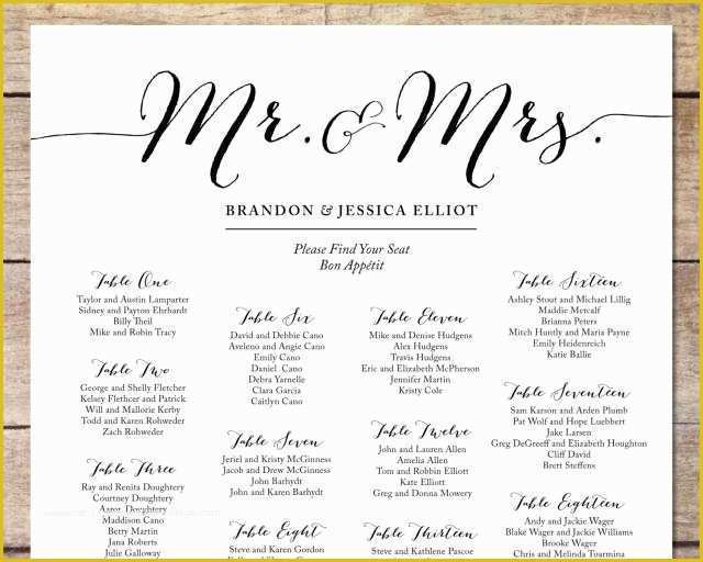 Seating Chart Cards Template Free Of Simple Wedding Seating Chart Romantic Wedding