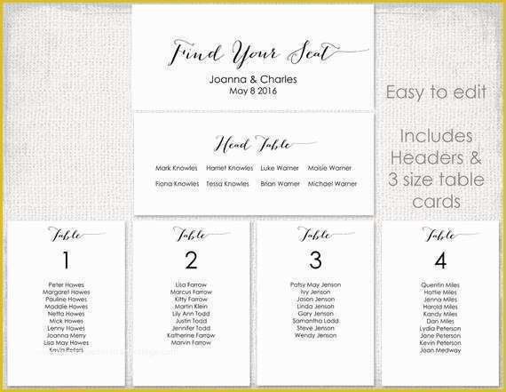 Seating Chart Cards Template Free Of Wedding Seating Chart Template Black Bombshell Diy