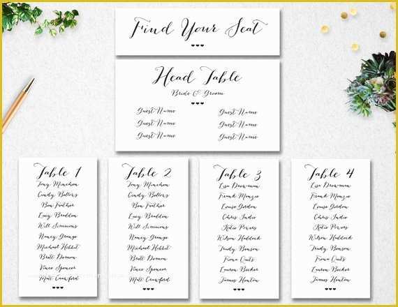 Seating Chart Cards Template Free Of Wedding Seating Chart Template Instant Download