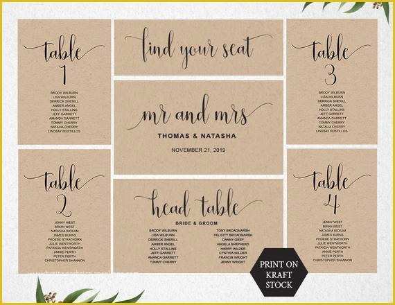 Seating Chart Cards Template Free Of Wedding Seating Chart Template Instant Download Seating