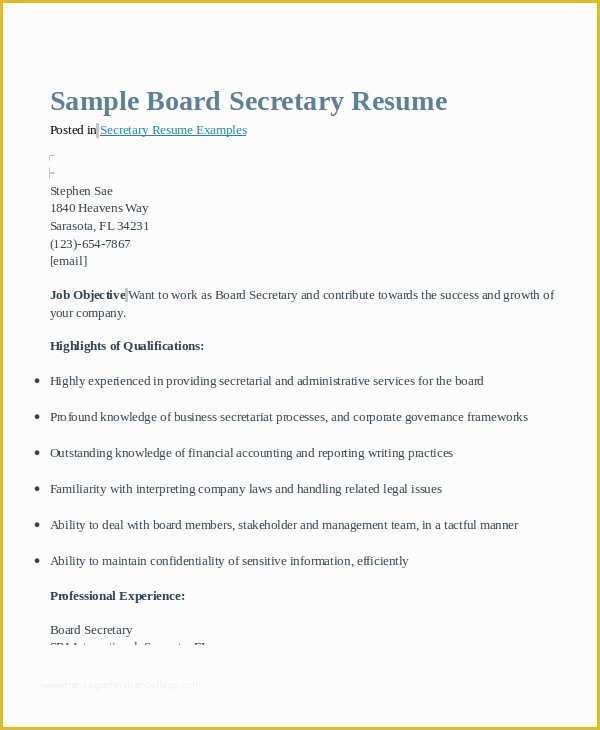 Secretary Resume Templates Free Of 12 Secretary Resume Templates Pdf Doc